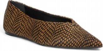 Carrano Womens Megan Leather Flat In Calf Hair Caramel