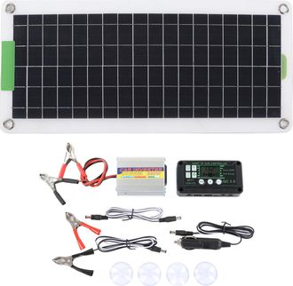 OEM Kit Inversor Port&aacute;til De Panel Solar De Silicio Monocristalino De 220 W, Ideal Para Senderismo Y Acampada, De 12 V Cc A 220 V Ca
