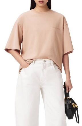 AllSaints Covenant Amelie Oversize Cotton Graphic T-Shirt in Dusty Pink at Nordstrom, Size X-Small