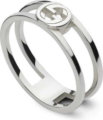 Gucci Interlocking Interlocking G ring in sterling zilver klein 6mm - Dames - Ringen - Grijs - 51 MM - Accessoires