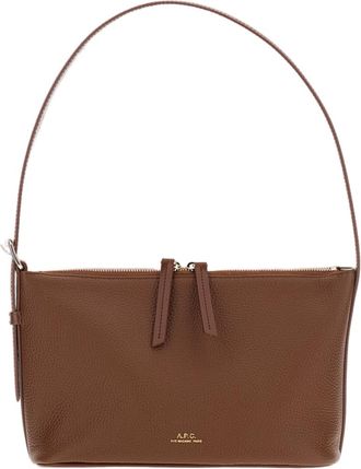 A.P.C. Brown Vera Grained Leather Shoulder Bag