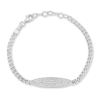 Glaze Jewelry Sterling Silver Curb Chain ID Bracelet