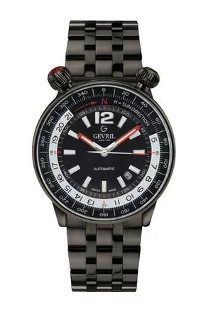 Gevril Group Mens Gevril Wallabout Black Dial Black PVD Watch, 44mm in Gunmetal at Nordstrom Rack