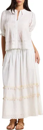 Trovata Bianca Midi Skirt In White Multi