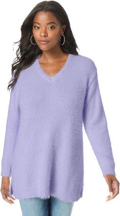 Roaman's Eyelash V Neck Sweater in Lavender at Nordstrom, Size 28