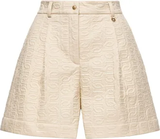 Moncler Moncler Leather Logo Shorts, Women, Beige, Size: 38