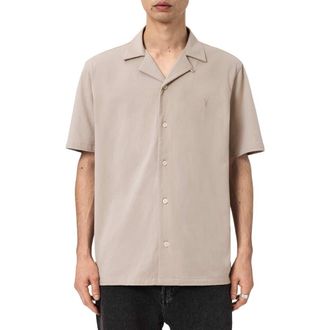 AllSaints Hudson Camp Shirt in Dusk White at Nordstrom, Size Xx-Large