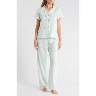 French Connection Tie Front Pajamas in Saltwater/forest Green at Nordstrom Rack, Size X-Large