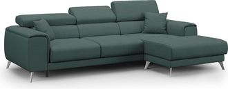 Divani.Store Fusion Sof&aacute; Esquinero Con Asientos Desmontables En Tela Suave Antimanchas 260 Cm Izquierdo Verde