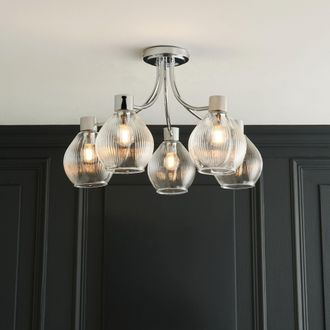 Pagazzi Hamilton 5 Light Polished Chrome Semi Flush Ceiling Light in Silver