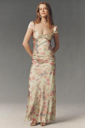 BHLDN June Ruched Maxi Slip Dress