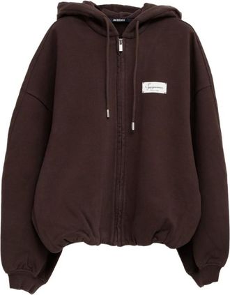 Jacquemus Dark Brown Zip Up Hoodie