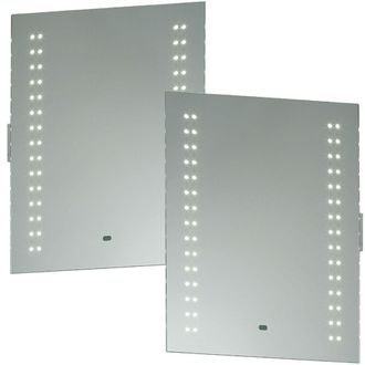 Loops 2 PACK IP44 LED Bathroom Mirror 60cm x 50cm Vanity Light Shaver Socket & Motion | Size: 60 cm x 50 cm