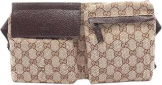 Gucci Pre-owned GG Canvas Waist Bag - Heren - Vintage Heuptassen - Beige - ONE Size - Leer - Vintage