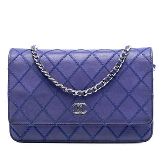 Chanel Tweedehands Cc Gequilted Kalfsleer Luxe Wallet On Chain
