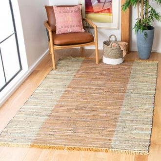 Safavieh Rag Rug Machine Made Area rug, Rust / Gold Bohemian Style Easy Care