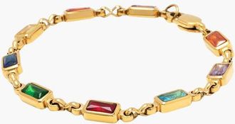Nialaya Rectangular Tennis Bracelet in Gold With Multicolor Stones at Nordstrom, Size X-Large