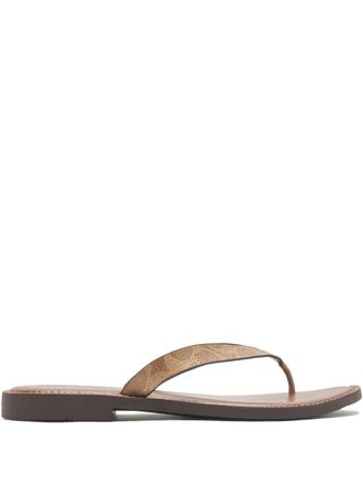 Coach monogram-print slide sandals - women - Rubber/Calf Leather/Canvas - 11 - Brown
