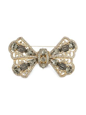 Dolce & Gabbana embellished bow brooch - men - Brass/Rhinestone - One Size - Gold