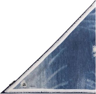 Roberto Cavalli Zijden Sjaal met Denim Patchwork Print - Dames - Zijden sjaals - Blauw - ONE Size - Denim - Accessoires