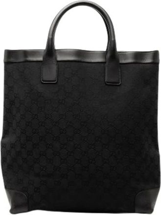 Gucci Pre-owned Tote Bags, female, Black, Size: ONE SIZE Pre-owned Canvas Tote
