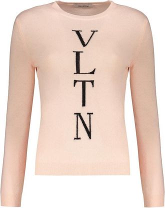 Valentino WomenS Pink Wool Crewneck Sweater, Size 44