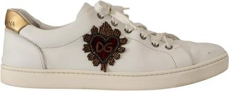 Dolce & Gabbana White Leather Heart Low Top Casual Sneakers Mens Shoes (Pre-Owned)