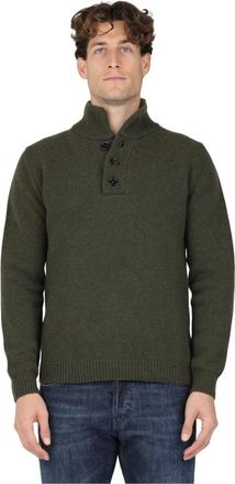 Dondup Wollen Coltrui met Wolknopen - Heren - Coltruien - Groen - M - Wol - Truien & Vesten