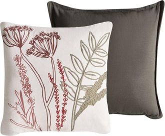 Beliani Conjunto De 2 Cojines Decorativos De Algod&oacute;n Con Motivo Floral 45 X 45 Cm Blanco/verde Aglaia