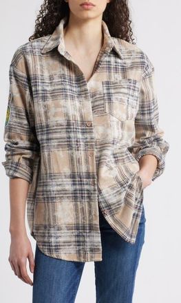 Nikki Lund Joan Faded Plaid Button-Up Shirt in Gray at Nordstrom, Size Medium