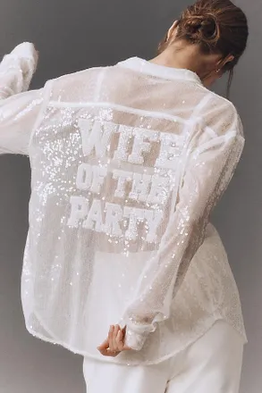En Elly Wife of the Party Sequin Buttondown Shirt
