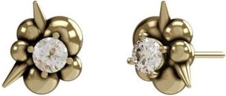 John Richmond Oorbellen met puntige bol en gouden diamanten - Dames - Oorbellen - Bruin - ONE Size - Accessoires
