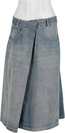 Maison Margiela Blue Wrap-Style Faded Denim Skirt