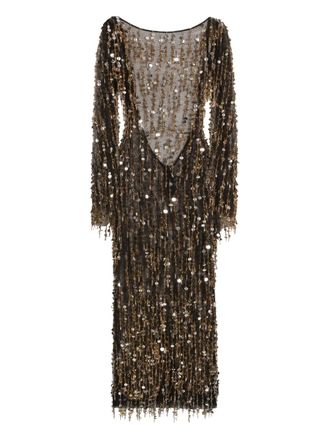 Dolce & Gabbana Mesh midi-jurk met open achterkant en pailletten - Zwart