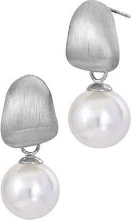 Savvy Cie Jewels Brushed Mother-of-Pearl Drop Earrings in White at Nordstrom Rack