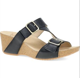 Dansko Womens Selene Wedge Sandal In Black