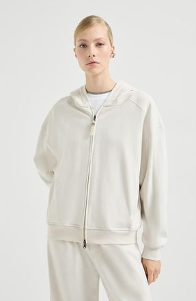 Brunello Cucinelli Smooth cotton French terry sweatshirt in Milk at Nordstrom, Size Xx-Small Eu