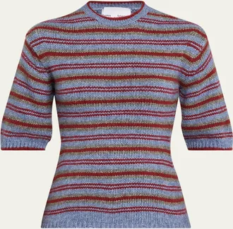 Proenza Schouler Dana Striped Short-Sleeve Sweater