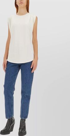 Michael Kors pleated sleeveless round neck tops