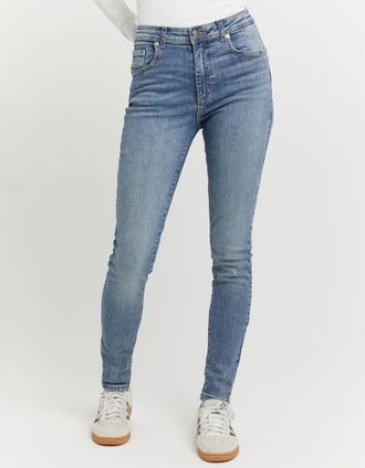 Tally Weijl Skinny-fit-Jeans TALLY WEIJL SPADEPUMPMR, Damen, Gr. 34, N-Gr, medium indigo washusedeffects9, Denim/Jeans, Obermaterial: 98% Baumwolle, 2% Elasthan, 