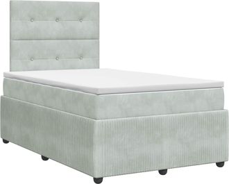 vidaXL Cama Box Spring Con Colch&oacute;n Gris Claro 120 X 190 Cm Terciopelo Vidaxl