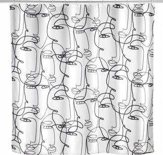 WENKO Faces Cortina De Ducha Blanca Dise&ntilde;o Moderno 180x200 Cm