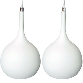 Loops Hanging Ceiling Pendant Light 2x Matt White & Copper Kitchen Lamp Built in LED