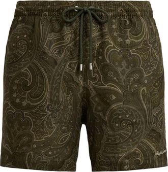 Ralph Lauren Purple Label Costume da bagno con stampa paisley e coulisse - Verde