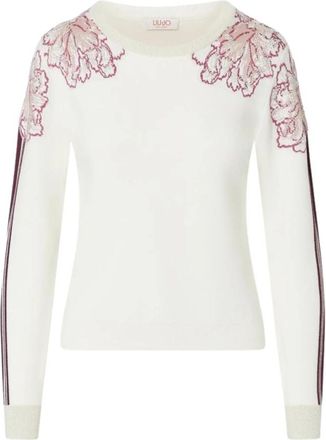 Liu Jo ECS Maglia Chiusa M/L - Dames - Ronde hals truien - Wit - XL - Polyester - Truien & Vesten
