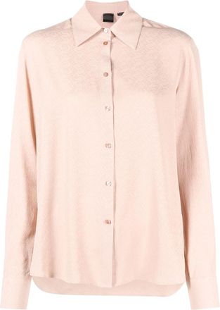 Pinko jacquard-logo long-sleeve shirt - women - Silk/Acetate - 38