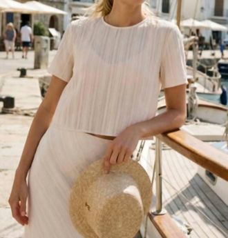 Cami NYC Josey Jacquard Stripe Tee In Oat