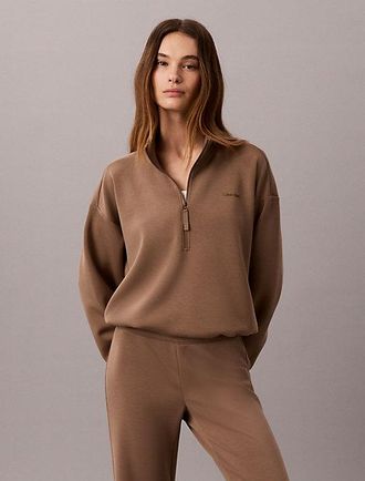 Calvin Klein Sudadera De Punto Liso Con Cremallera De Un Cuarto