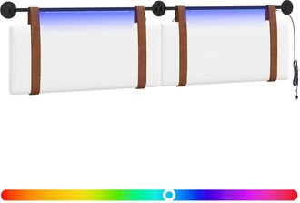 vidaXL Cabecero Colgante Con Luz Led Blanco Pu Antiguo Vidaxl