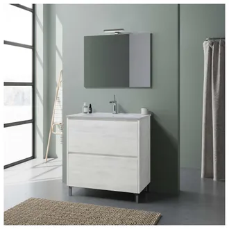 OEM Mobile Bagno Lisbona Cm. 80 Rovere Bianco